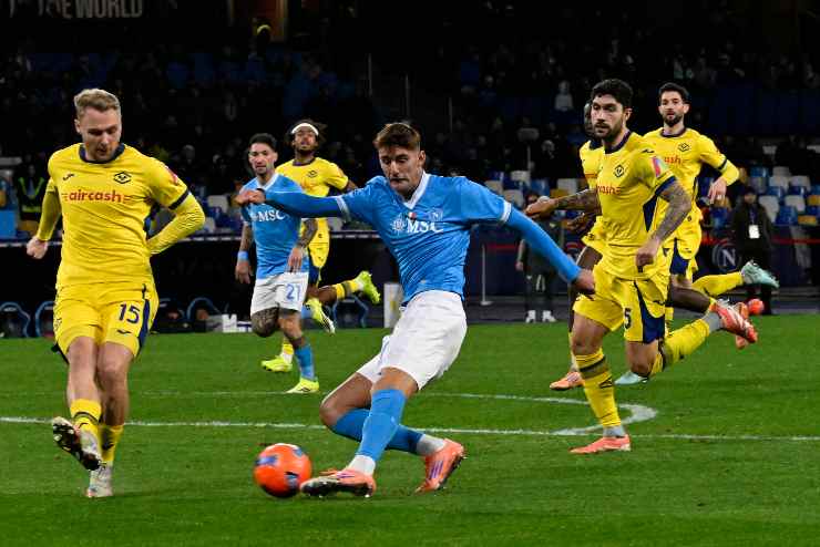 Lorenzo Lucca con la maglia del Napoli
